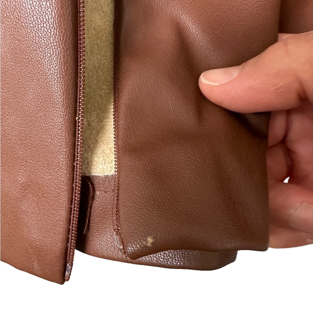 Zara Leather Pants, Woman Size S, Brown - Picture 7 of 8